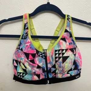 victorias secret sport clip and zip up sports bra, multicolored